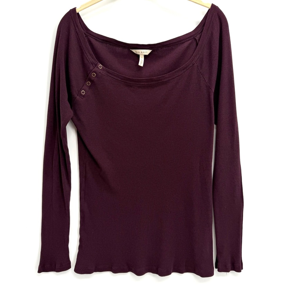 Y2K Old Navy Ribbed Top Size L Plum Purple Bella Swan Long Sleeve Shirt